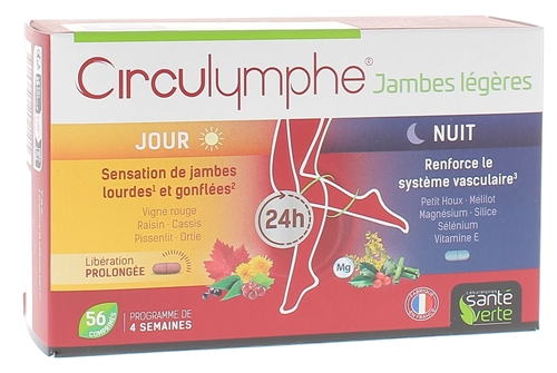 Circulymphe Jambes légères jour nuit Santé Verte - boîte de 56 comprimés